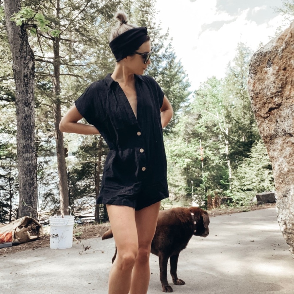 Princess Polly Black Button-Up Romper